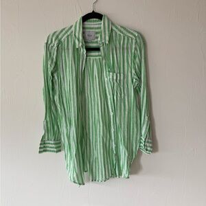 Green and White Striped women’s Shirt